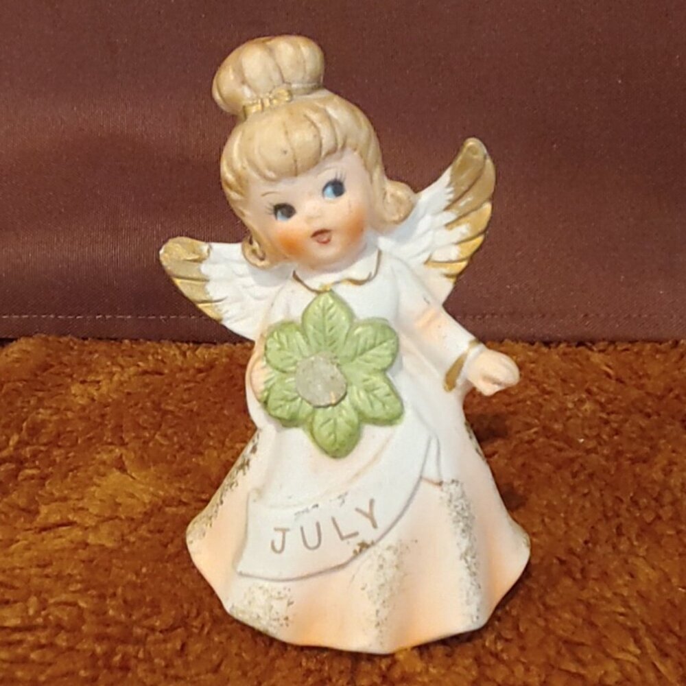 Vintage Enesco July Birthday Angel Figurine